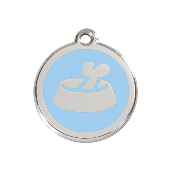 Adresówka dla psa średnia - okrągła zawieszka KOŚĆ W MISCE różne kolory - Red Dingo
