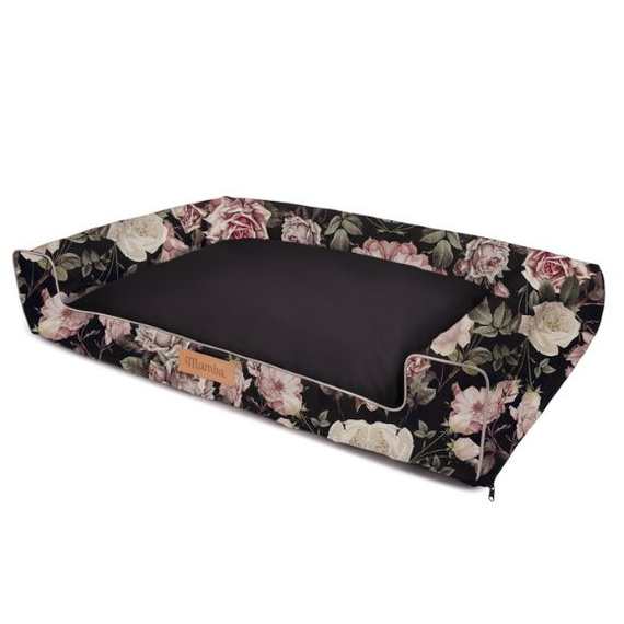 Legowisko kanapa dla psa XL 100/65cm czarna róże - Dogeste