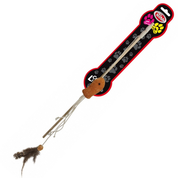 Pet Nova wędka z rybką i sznurkami - zabawka dla kota 40cm