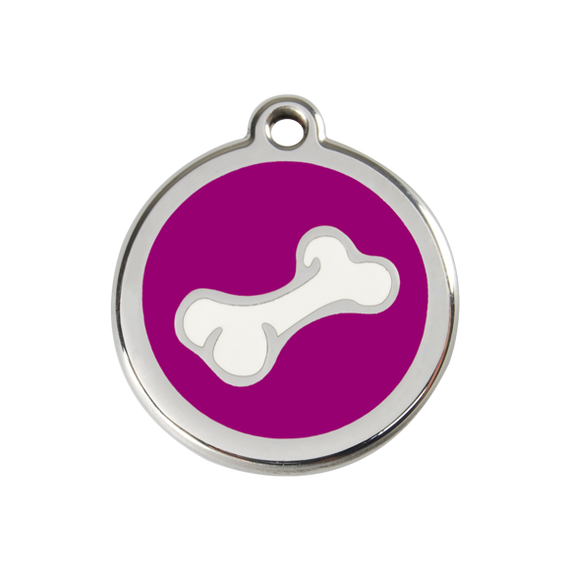 Adresówka dla psa średnia - okrągła zawieszka KOŚĆ różne kolory - Red Dingo