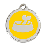 Adresówka dla psa duża - okrągła zawieszka KOŚĆ W MISCE różne kolory - Red Dingo