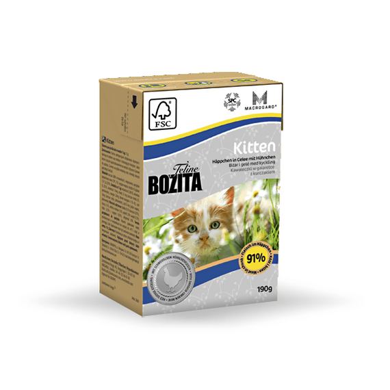 Bozita Feline Kitten 190g - karma dla kociąt kawałki mięsa kurczaka w galarecie