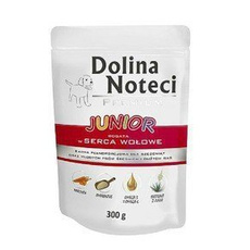 Dolina Noteci Premium Junior serca wołowe - karma dla szczeniąt i młodych psów ras średnich i dużych 300g