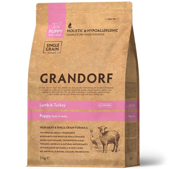 Grandorf Puppy Jagnięcina i Indyk 1kg sucha karma dla szczeniąt