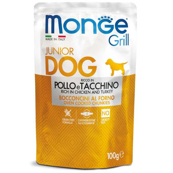 Monge Grill mokra karma dla szczeniąt z kurczakiem i indykiem