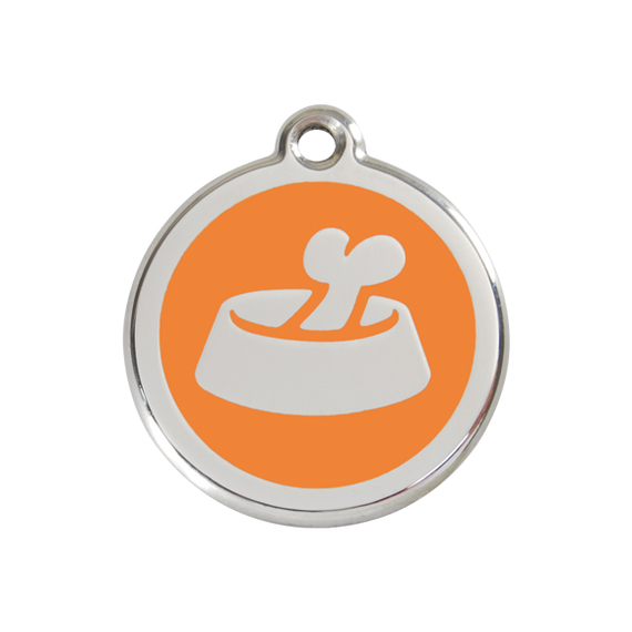 Adresówka dla psa średnia - okrągła zawieszka KOŚĆ W MISCE różne kolory - Red Dingo