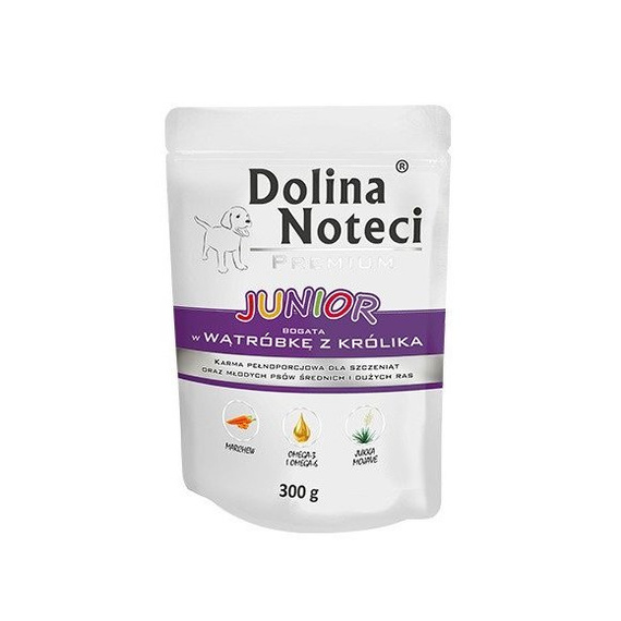 Dolina Noteci Premium Junior wątróbka, królik 300g - karma dla szczeniąt i młodych psów ras średnich i dużych 
