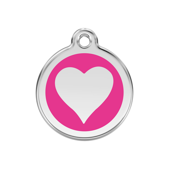 Adresówka dla psa średnia - okrągła zawieszka SERCE różne kolory - Red Dingo