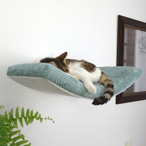 Półka na ścianę dla kota ŁUK 60 - miętowa