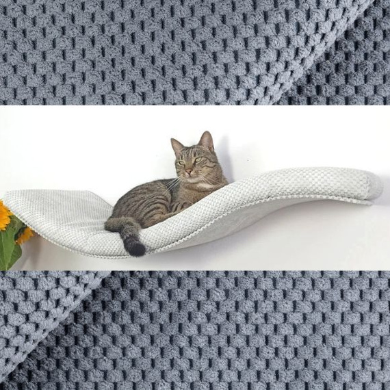 Cat's Atelier Półka na ścianę dla kota fala symetryczna lewa 75cm - gołębi szary
