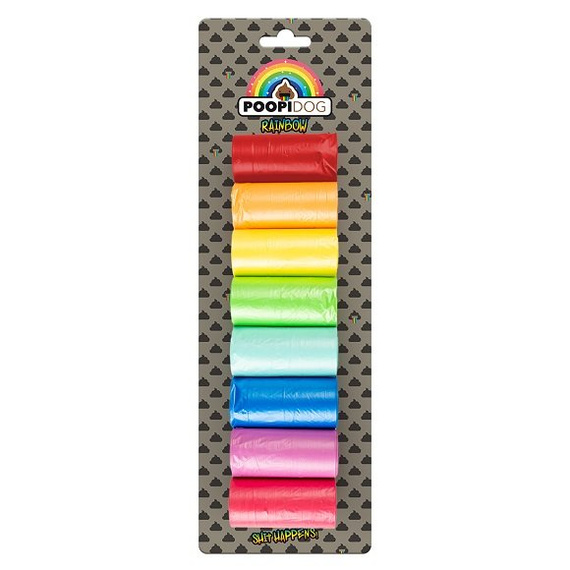 Duvo+ kolorowe woreczki na psie odchody RAINBOW 8x15szt
