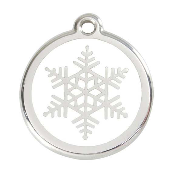 Adresówka dla psa duża - okrągła zawieszka ŚNIEŻYNKA - Red Dingo
