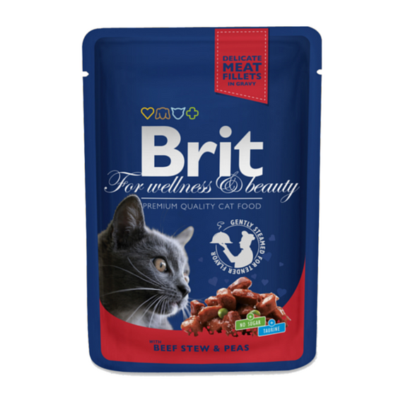 Brit Premium Beef Stew & Peas - karma dla kotów, wołowina z groszkiem w saszetkach, op. 100g