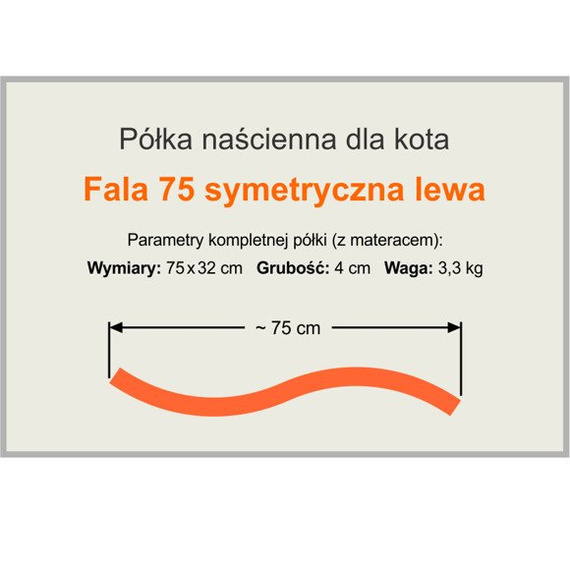 Półka dla kota FALA 75 symetryczna lewa kolor czerwony
