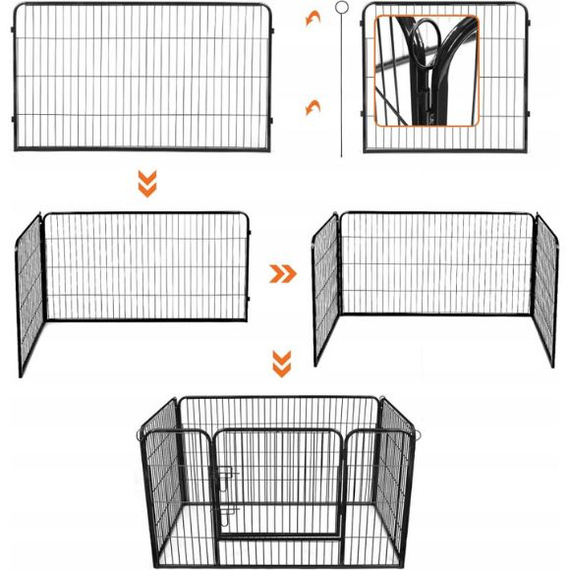 Kojec Metalowy 8 Paneli 80x60 cm – Składany, Czarny