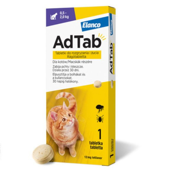 Elanco AdTab tabletka na pchły i kleszcze dla kota 0,5-2kg