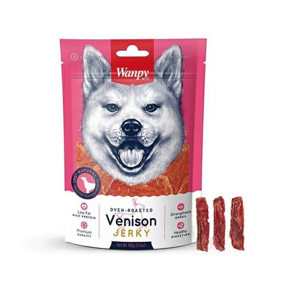 Wanpy Venison Jerky przysmak dla psa kawałki dziczyzny 100g
