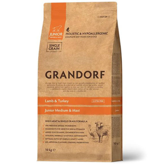 Grandorf Junior Jagnięcina i Indyk 10kg sucha karma dla juniorów