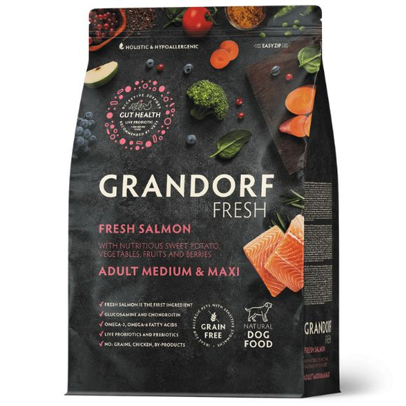 Grandorf Fresh Salmon Adult Medium Maxi – bezzbożowa karma dla psów dorosłych 1kg