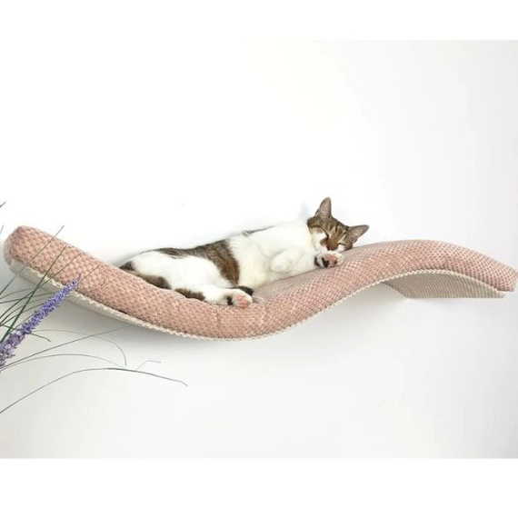 Cat's Atelier Półka na ścianę dla kota fala symetryczna lewa 75cm - czarna