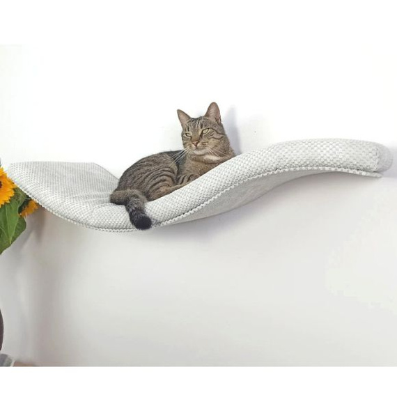 Cat's Atelier Półka na ścianę dla kota fala symetryczna lewa 75cm - ceglany brąz