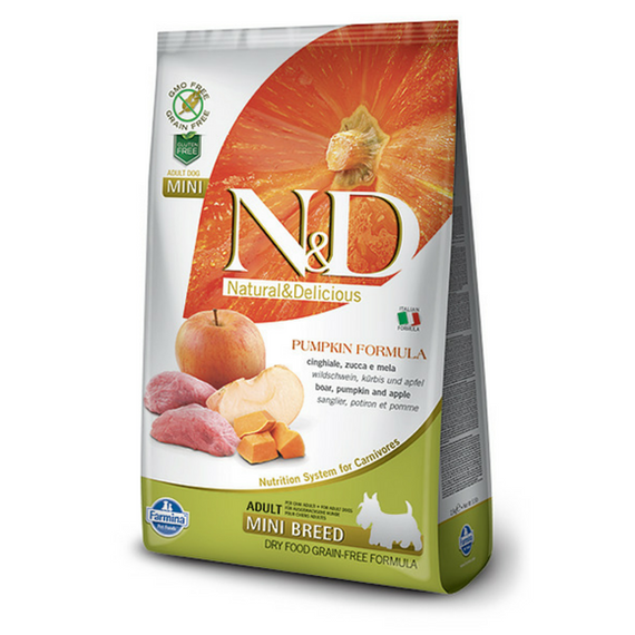 Farmina N&D Pumpkin Formula karma bezzbożowa z dynią - dzik z jabłkiem dla psów dorosłych małych ras 2,5 kg