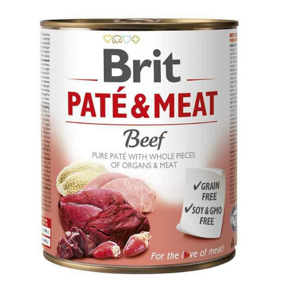 Brit Pate & Meat Beef  800g- wilgotna karma z wołowiną dla psów