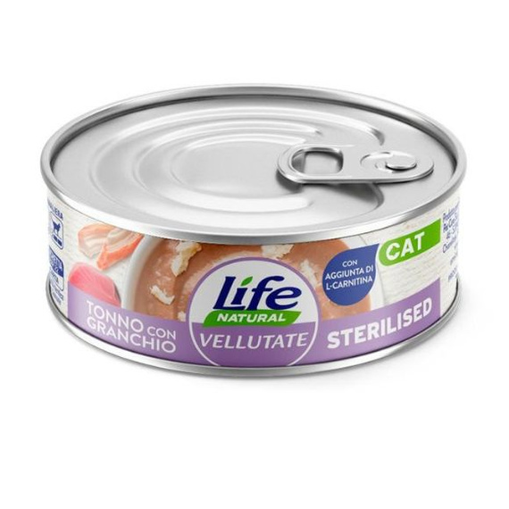 Life Cat Vellutate Sterilized Tuńczyk, Krab mokra karma dla kota 70 g