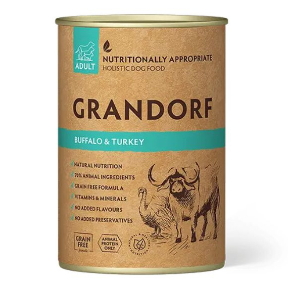 Grandorf Adult Bawół i Indyk 400g mokra karma dla psów dorosłych