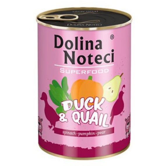 Dolina Noteci Superfood kaczka i przepiórka 400 g karma dla psów dorosłych