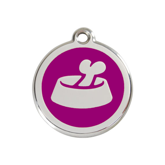 Adresówka dla psa średnia - okrągła zawieszka KOŚĆ W MISCE różne kolory - Red Dingo