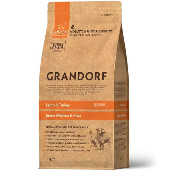 Grandorf Junior Jagnięcina i Indyk 3kg sucha karma dla juniorów