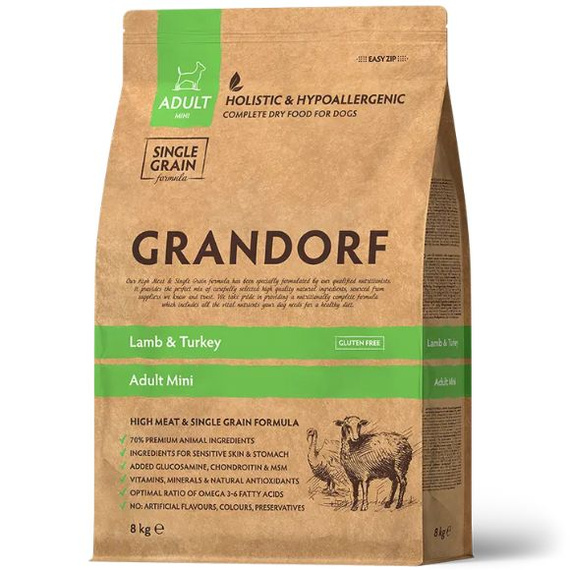Grandorf Adult Mini Jagnięcina i Indyk 8kg sucha karma dla psów dorosłych