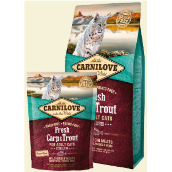 Carnilove Cat Fresh Carp & Trout Gourmand karma sucha dla kotów po sterylizacji 400 g