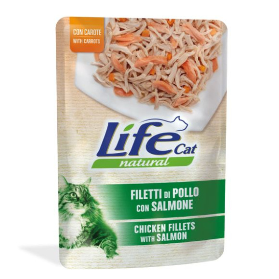 Life Cat Natural Kurczak, Łosoś mokra karma dla kota saszetka 70g
