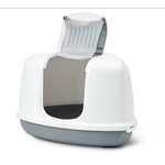 Savic Nestor Corner - biało-szara duża narożna toaleta dla kota