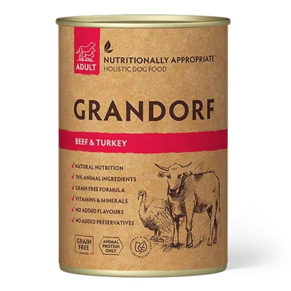 Grandorf Adult Wołowina i Indyk 400g mokra karma dla psów dorosłych