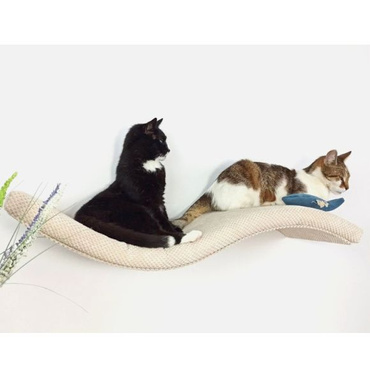 Cat's Atelier Półka na ścianę dla kota fala symetryczna lewa 75cm - gołębi szary