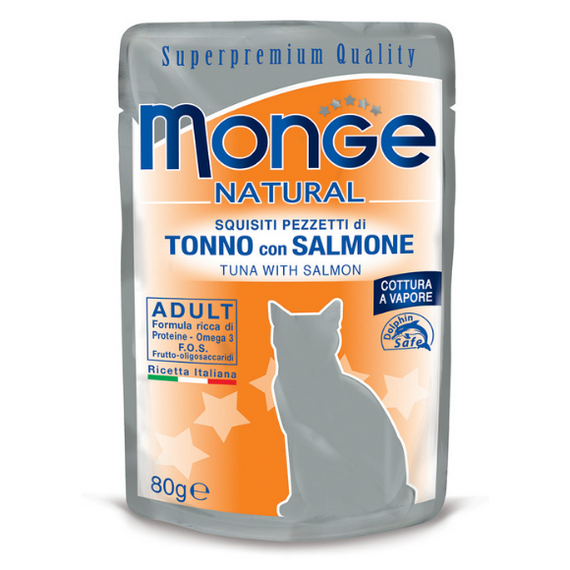 Monge Natural Tuna Salmon karma dla kotów Tuńczyk Łosoś 80g