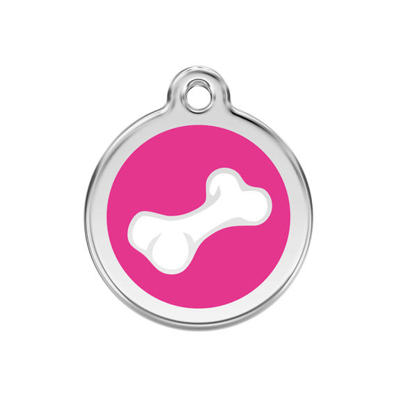 Adresówka dla psa średnia - okrągła zawieszka KOŚĆ różne kolory - Red Dingo