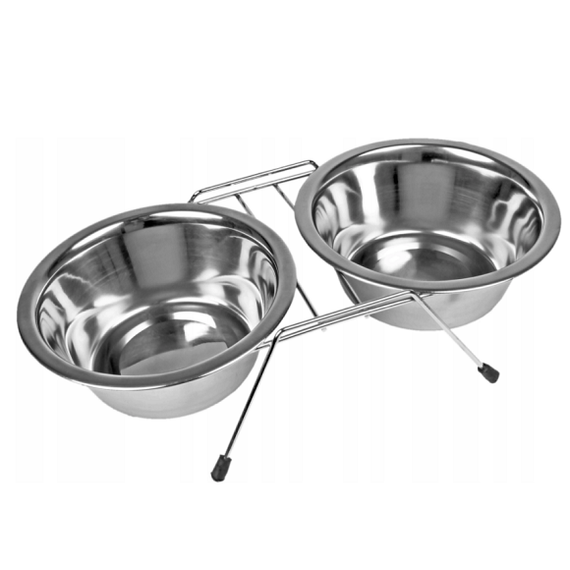 Lupi Pets Zestaw metalowych misek na stojaku 2x1,90l