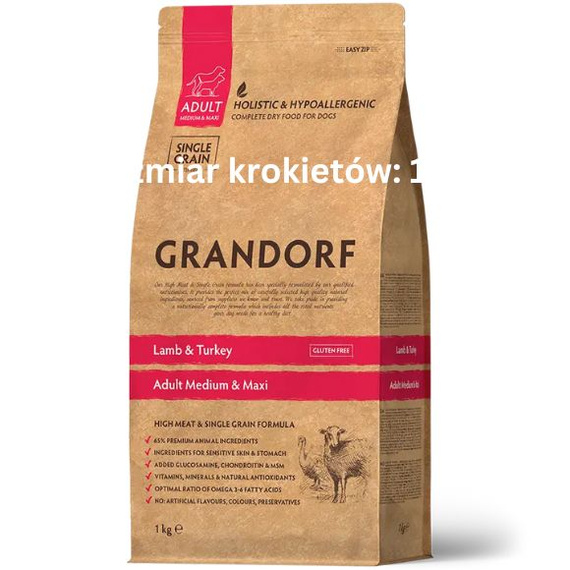 Grandorf Adult Medium Maxi Jagnięcina i Indyk 10kg sucha karma dla psów dorosłych