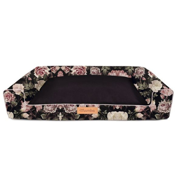 Legowisko kanapa dla psa XL 100/65cm czarna róże - Dogeste