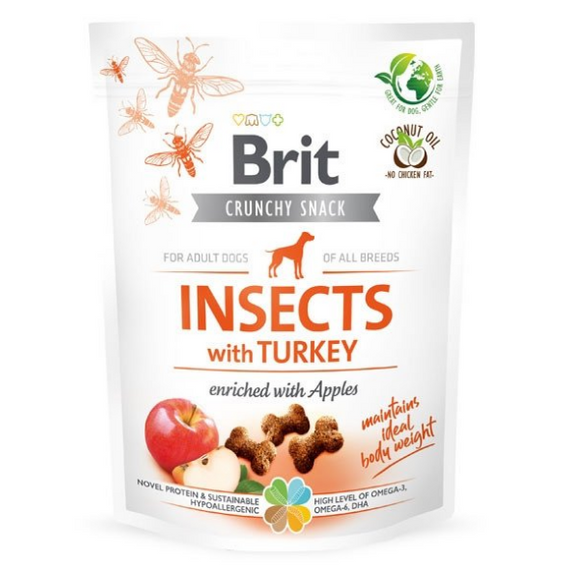 Brit Crunchy Snack Insect with Turkey 200g - owady, indyk i jabłko przysmak dla psa 