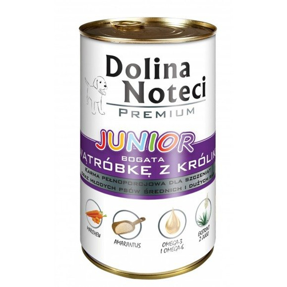 Dolina Noteci Premium Junior wątróbka z królika 400g dla szczeniąt ras średnich i dużych 