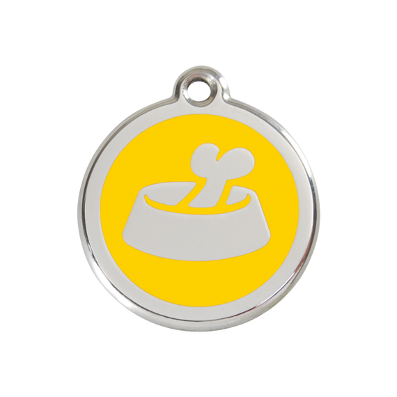 Adresówka dla psa średnia - okrągła zawieszka KOŚĆ W MISCE różne kolory - Red Dingo