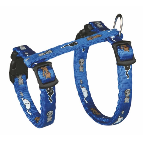 Regulowane szelki z nadrukiem "koty" dla małych kotów i kociąt, ze smyczą - Trixie