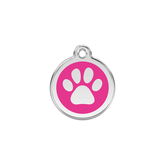 Adresówka dla psa lub kota mała - okrągła zawieszka ŁAPKA różne kolory- Red Dingo