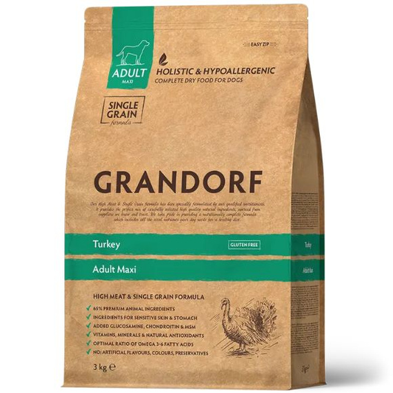 Grandorf Adult Maxi Indyk 3kg  sucha karma dla psów dorosłych