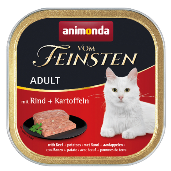 Animonda Vom Feinsten Cat wołowina ziemniaki karma dla dorosłych kotów tacka 100g